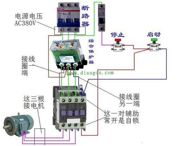 正泰電動(dòng)機(jī)保護(hù)器接線圖如下